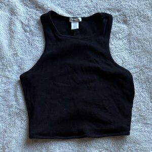 Bozzolo Black Ribbed Crop Top